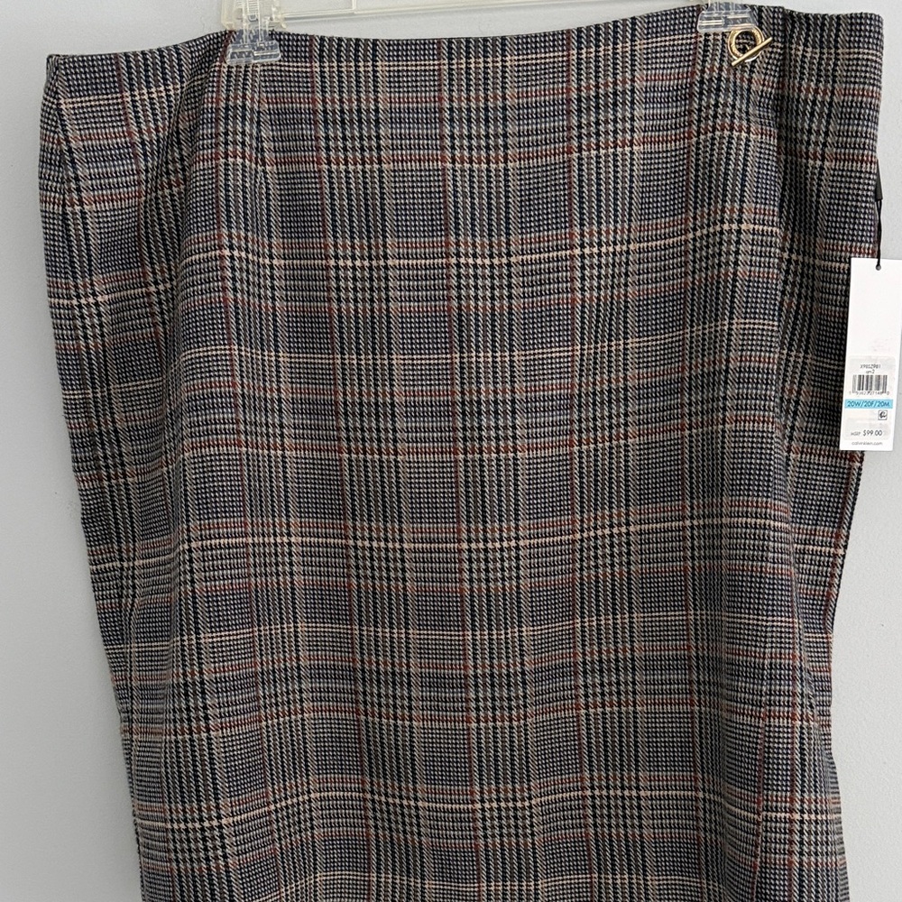 Calvin Klein wool Plaid Pencil Skirt - Black, Gray, Red